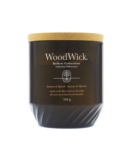 WoodWick ReNew Incense & Myrrh srednja svijeća 184 g
