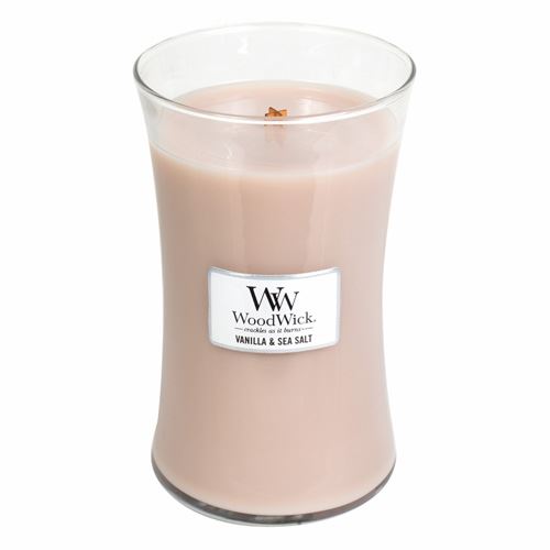 WoodWick Vnilla & Sea Salt mirisna svijeća s drvenim fitiljem 609,5 g