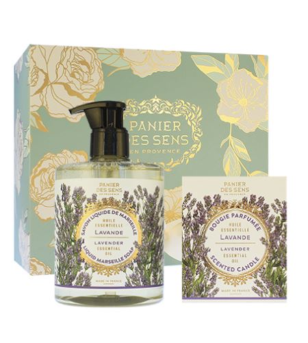 Panier Des Sens Relaxing Lavender SET (Liquid Soap 500ml + Scented Candle 180g)