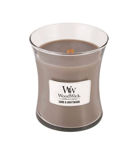 WoodWick Sand & Driftwood mirisna svijeća s drvenim fitiljem 275 g