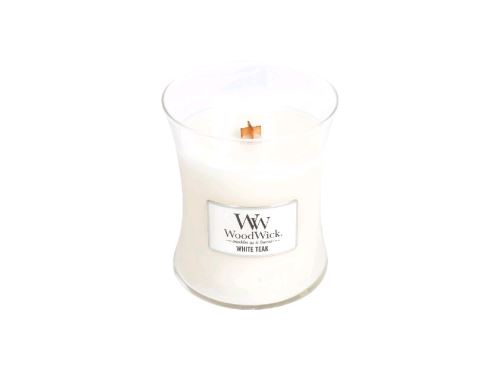 WoodWick White Teak mirisna svijeća s drvenim fitiljem 275 g