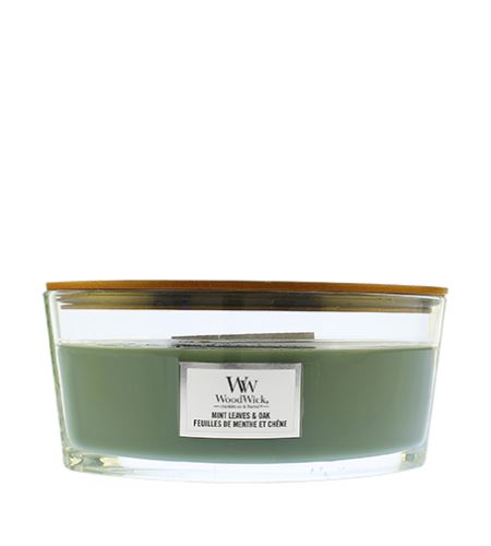 WoodWick Mint Leaves & Oak mirisna svijeća s drvenim fitiljem 453,6 g