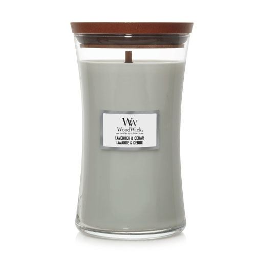 WoodWick Lavender & Cedar mirisna svijeća s drvenim fitiljem 609,5 g