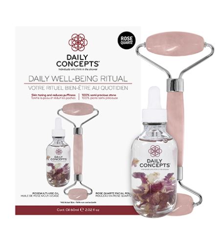 Daily Concepts Daily Well-Being Ritual SET (Rose Quartz Facial Roller + Rose Oil 60ml)