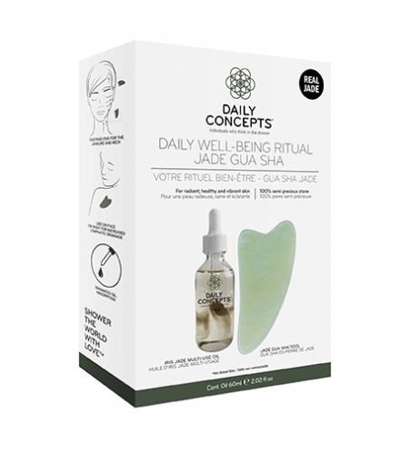 Daily Concepts Daily Well-Being Ritual Jade Gua Sha SET (Facial Tool + Jade Oil 60ml)