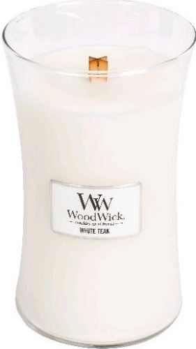 WoodWick White Teak mirisna svijeća s drvenim fitiljem 609,5 g
