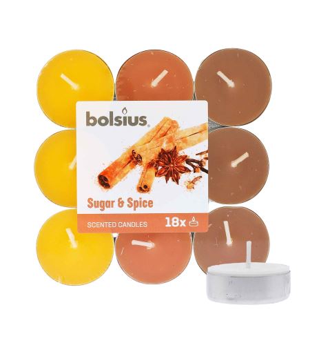 Bolsius Scented Tealights Sugar & Spice 4h čajna svijeća 18 kom