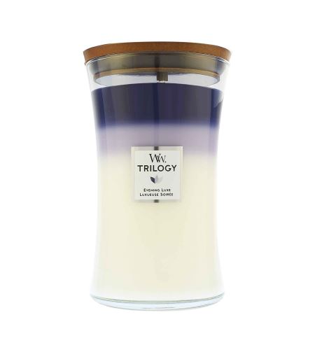 WoodWick Trilogy Evening Luxe mirisna svijeća s drvenim fitiljem 609 g