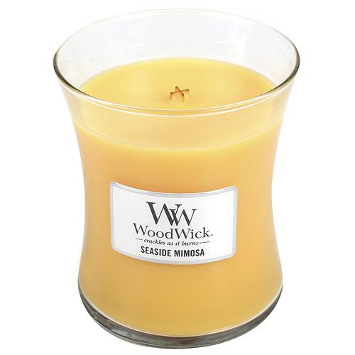 WoodWick Seaside Mimosa mirisna svijeća s drvenim fitiljem 275 g