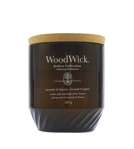 WoodWick ReNew Lavender & Cypress srednja svijeća 184 g