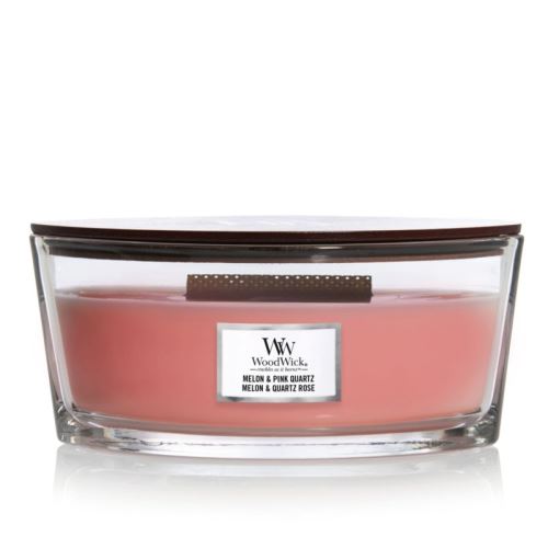 WoodWick Melon & Pink Quartz mirisna svijeća s drvenim fitiljem 453,6 g