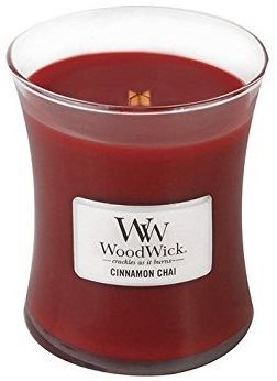 WoodWick Cinnamon Chai mirisna svijeća s drvenim fitiljem 275 g