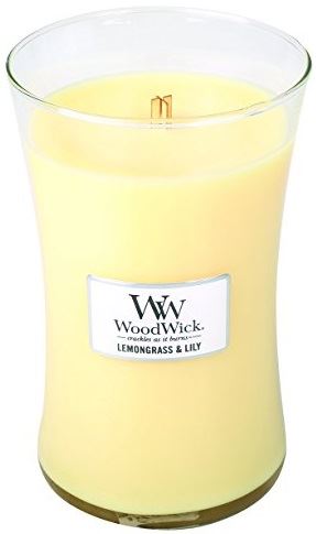 WoodWick Lemongrass & Lily vonná svíčka s dřevěným knotem 609,5 g