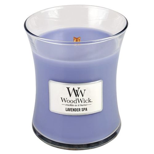 WoodWick Lavender Spa mirisna svijeća s drvenim fitiljem 275 g