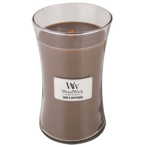 WoodWick Sand & Driftwood mirisna svijeća s drvenim fitiljem 609,5 g