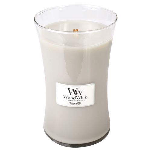 WoodWick Warm Wool mirisna svijeća s drvenim fitiljem 609,5 g