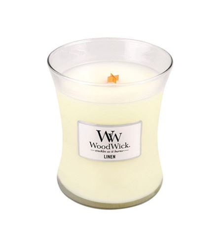 WoodWick Linen mirisna svijeća s drvenim fitiljem 275 g
