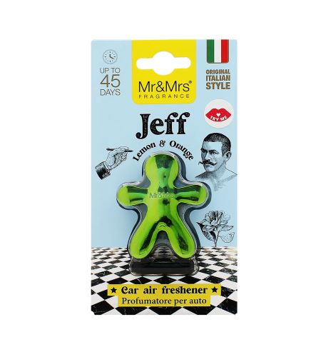 Mr&Mrs Fragrance Jeff miris za auto s mirisom limuna i naranče, zeleni