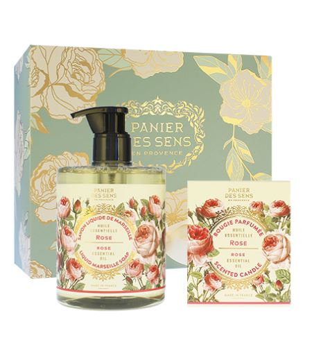 Panier Des Sens Rejuvenating Rose SET (Liquid Soap 500ml + Scented Candle 180g)