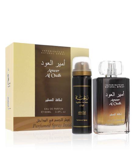 Lattafa Ameer Al Oudh poklon set uniseks parfemska voda 100 ml + dezodorans 50 ml