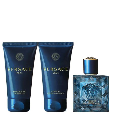Versace Eros lak za kosu za dugotrajan učinak za muškarce toaletní voda 50 ml + sprchový gel 50 ml + balzám po holení 50 ml