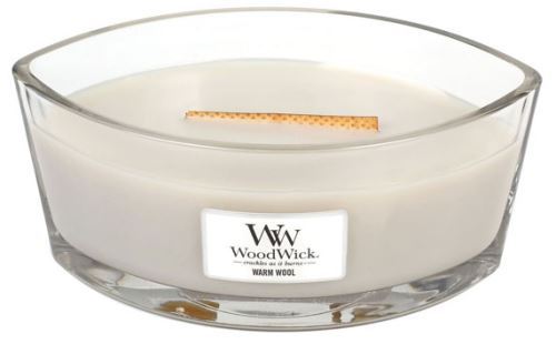WoodWick Warm Wool mirisna svijeća s drvenim fitiljem 453,6 g
