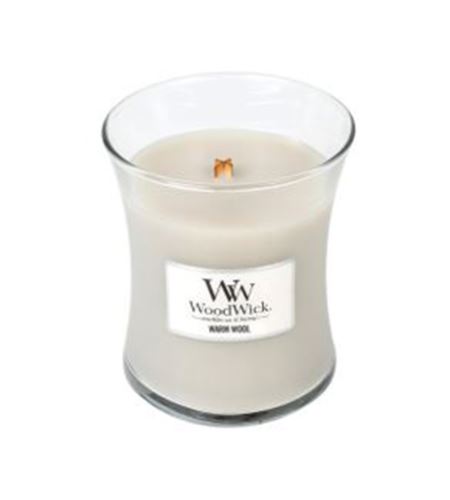 WoodWick Warm Wool mirisna svijeća s drvenim fitiljem 275 g