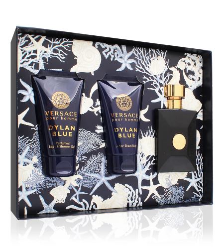 Versace Dylan Blue Pour Homme poklon set za muškarce toaletna voda 50 ml + gel za tuširanje 50 ml + balzam nakon brijanja 50 ml