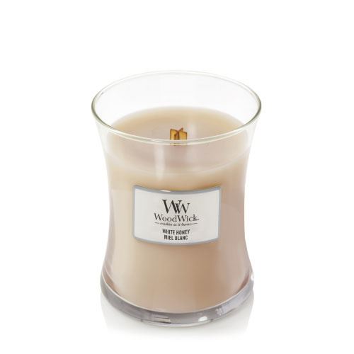 WoodWick White Honey mirisna svijeća s drvenim fitiljem 275 g