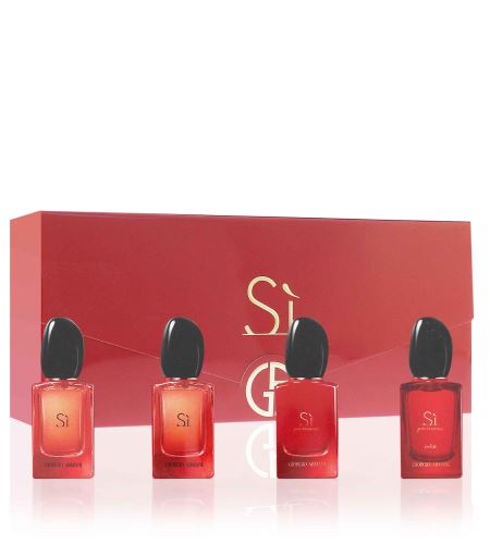 Giorgio Armani Sì set mini proizvoda za žene Sì Passione parfémovaná voda 7 ml + Sì Passione Éclat parfémovaná voda 7 ml + Sì parfémovaná voda 7 ml + Sì Intense parfémovaná voda 7 ml