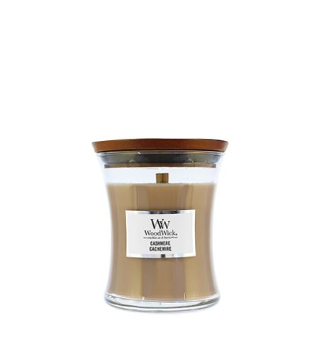 WoodWick Sklo malé/Cashmere mirisna svijeća s drvenim fitiljem 85 g